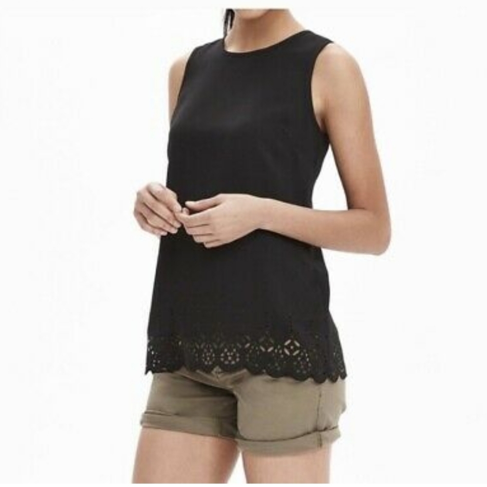 Banana Republic Black Laser Cut Tank Top